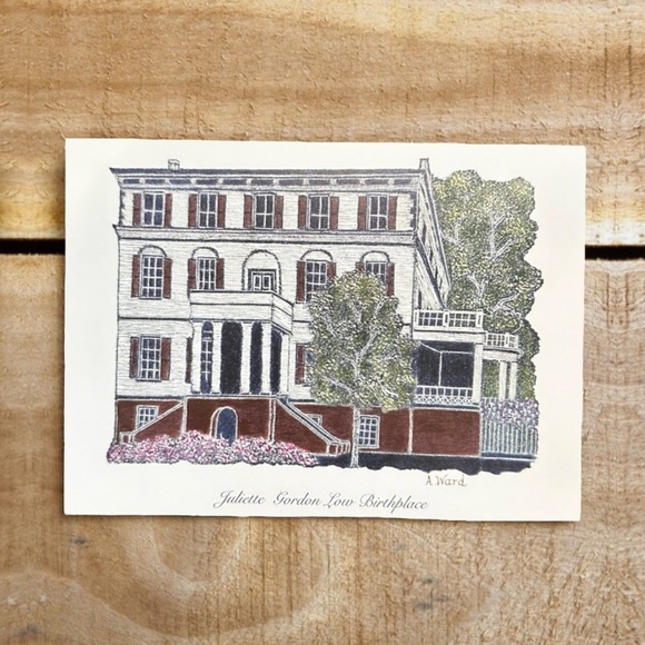 Hand Painted Historical Savannah Georgia Art Card - Picture 1 of 4